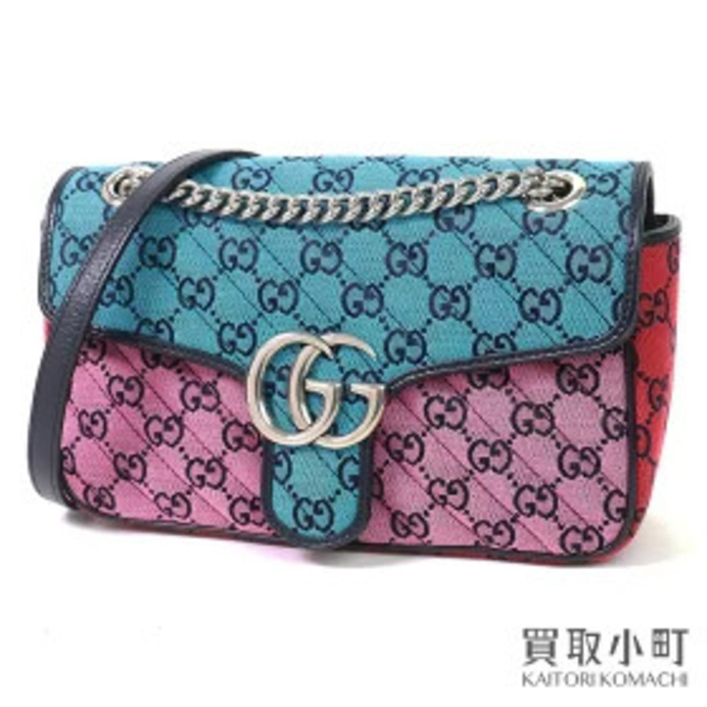 Gucci GG Marmont Chain Shoulder Bag Supreme Canvas Multicolor Quilted
